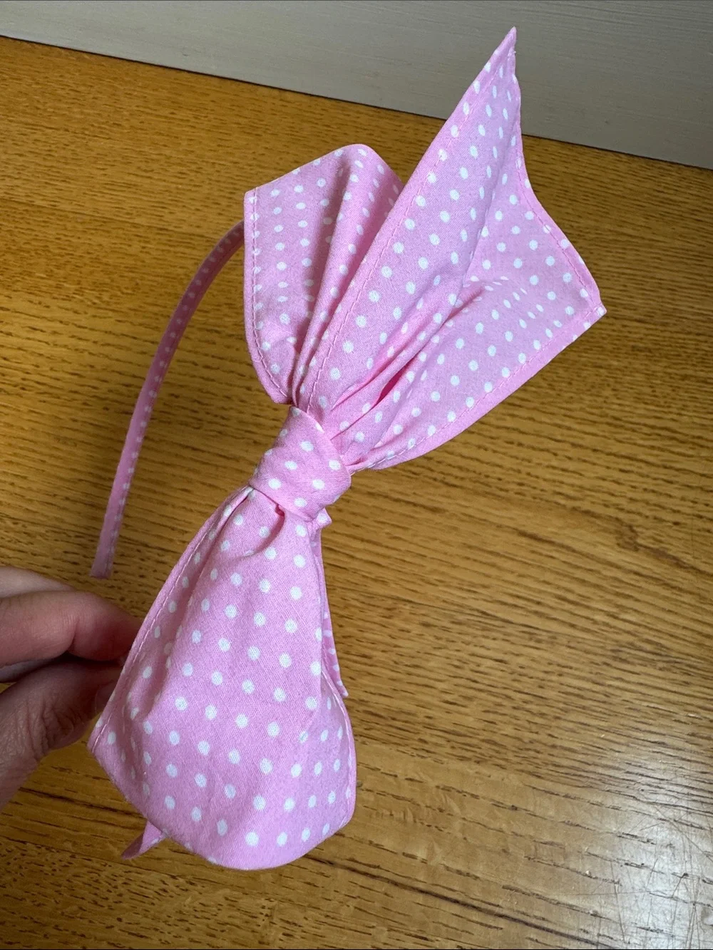 Pink Polka Dot Bow Headband for Kids